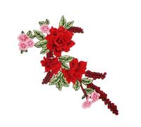 Large Flower Embroidery Patch, 23x35cm Multicolor Flower Patches, Sewing Embroidery Rose Flower Patch Appliques Badge for Clothes(red)