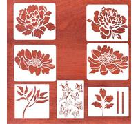 Large Flower Stencils for Painting,14x12inch Flowers Template for Walls, Peony Floral Stencil Templates for Garden Fence Wood Furniture Fabrics
