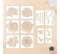Large Flower Stencils - Large Flower Stencils for Painting,Reusable Decorative Floral Templates for Wall Wood Art Crafts Outdoors Projects