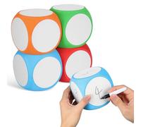 Large Foam Dice, 4-pack Dry Erase Writable Cubes, 6-sided Whiteboard Block for Classroom Teaching, Preschool Math Education And Party Activities, Colorful