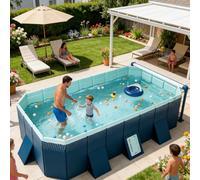 Large Foldable Adult Swimming Pool, Heavy Duty Hard Plastic Non-Inflatable Outdoor Pool for Backyard and Garden Water Play, 1.6m (5.2ft) Capacity