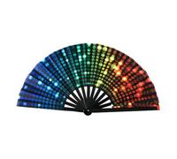 Large Foldable Bamboos Hand Fan For Raves Party Festivals Discos Fluorescent Reactive Design Music Enthusiasts Folding Hand Fan