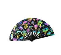 Large Foldable Bamboos Hand Fan For Raves Party Festivals Discos Fluorescent Reactive Design Music Enthusiasts Folding Hand Fan