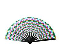 Large Foldable Bamboos Hand Fan For Raves Party Festivals Discos Fluorescent Reactive Design Music Enthusiasts Folding Hand Fan