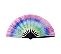 Large Foldable Bamboos Hand Fan For Raves Party Festivals Discos Fluorescent Reactive Design Music Enthusiasts Folding Hand Fan