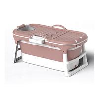 Large Foldable Bath Tub Bathtub, Pop up Bath with Removable Cover for Baby Toddler Children Twins Petite Adult, Large Freestanding Bathtubs Home Sauna, from Baby to Adult,Pink,Small with lid