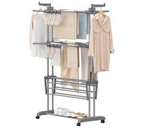 Large Foldable Clothes Airer with Wheels, 35 kg Capacity, Grey