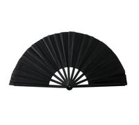 Large Foldable Hand Fans 34cm - Premium Kung Fu Fan with Clack Sound Effect, Elegant Storage Bag - for Tai Chi, Dance Performances, Festivals, Home Decor and Summer Cooling (Black)