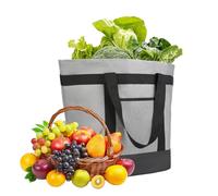 Large Foldable Insulated Tote With Thermal Foam for Grocery Shopping, Reusable Cooler Bag to Keep Food Cold/Hot for Delivery, Travel, Beach, Picnic, Grey