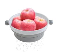 Large Foldable Kitchen Strainer, Collapsible Colander with Base for Pasta Vegetables Fruits, Durable Plastic Colander for Daily Rinsing Grey 32cm 12in