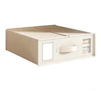 Large Foldable Non Woven Fabric Storage Box With Cover For Bedding Clothes Quilt, Stackable Design For Efficient Space Saving And Easy Handling(Beige)