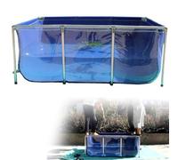 Large Foldable PVC Canvas Fish Pond For Aquariums, Outdoor Water Tank With Stainless Steel Tubes & Drain Valve, Ideal For Pools & Ornamental Fish Displays(120x80x61cm)