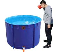 Large Foldable Round Canvas Fish Pond 1x0.8m/600L with Bracket Durable Thickened Koi Pool for Aquaculture & Irrigation Easy Installation Ideal for Gardens