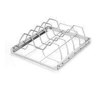 Large Foldable Stainless Steel Rib Rack Featuring 5 Slots To Maximize Grill Space While Even Cooking And Flavor Sealing For Back Ribs Or Spare Ribs At Family Gatherings