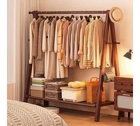 Large Foldable Wood Clothing Rack with Storage Shelf Natural Beech Coat Rack for Hanging Clothes Stylish Garment Stand for Home nization 31"