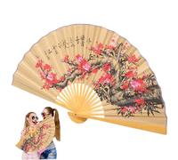 Large Folding Fan Hand Wall Decor - Chinese Japanese Decorative Fan for Women, 0.9m Silk Fabric & Bamboo Frame, Dual Use as Functional Fans & Photo Prop for Weddings, Parties, Home for Home