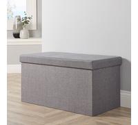 Large Folding Ottoman Grey Linen Fabric Chest Sturdy Storage Home Source Grey One Size
