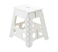 Large Folding Plastic Anti-Slip One Step Stool, Perfect For Kitchen, Bathroom, Toilet, Caravan For Children, Kids, Adult, Folds Flat with Carry Handle for Easy Storage and Transport (White)