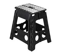Large Folding Plastic Anti-Slip One Step Stool, Perfect For Kitchen, Bathroom, Toilet, Caravan For Children, Kids, Adult, Folds Flat with Carry Handle for Easy Storage and Transport (Black)