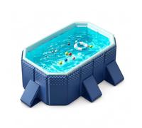 Large Folding Pool, No Air Pump Required, Pool for Adults and Kids | PVC Folding Pool with Triangle Support Panel and Large Drain - Garden Patio Camping (1.85m/6.1ft)