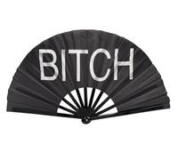 Large Folding Printed Hand Held Rave Fan for Festival Dance Clubbing Party Decor Parade Halloween Hand Fan (Bitch)