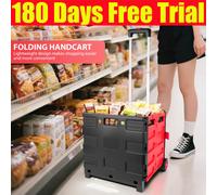 Silverline Tools Folding Box Trolley 633400 - 25 kg, Rubber Tyres, Adjustable Handle, Lightweight
