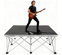 Large Folding Stage Platform Modular Unit, 12' 15 20 39 48 Inch Aluminum Compact Retractable Stages Stand With Plywood Panle For Concerts/Drums(H 60cm/24'',50x100cm/20x39'')