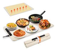 Large Food Warming Pad Electric Heating Plate, Smart Touch Screen Temperature Display, Fast Heating, 4 Hour Auto Off, Foldable Food Warmer, Silicone Heating Plate Hot Plate Warming Plate, 65 x 38 cm