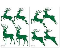 Large Forest Green Reindeer Silhouettes Wall Decals, Christmas Decoration, Display Shop Window Stickers, Gift Packing