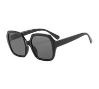 Large-frame Men's Square Sunglasses Driving Outdoor Women's Commuter Sun Glasses(Black)