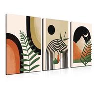 Large Framed Boho Wall Art Painting，Boho wall art,Room Decor, Mid Century Modern Wall Art，Neutral Abstract Geometric Prints Black Beige Orange Minimalist Art Framed Canvas Prints for bedroom Bathroom