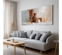 Large Framed Canvas Wall Art, Abstract Stroke Vase Container Pictures for Above Sofa Living Room Walls, Special Occasions - 100x75 cm