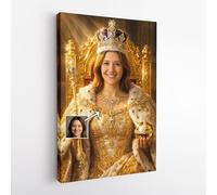 Large Framed Custom Royal Couple Portrait on Canvas - Turn Your Photos Into a Regal King and Queen - Hand-Crafted Artwork Printed Wrapped Canvas - Unique Personalised Gift Birthday Present (Queen)
