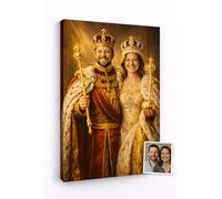 Large Framed Custom Royal Couple Portrait on Canvas - Turn Your Photos Into a Regal King and Queen - Hand-Crafted Artwork Printed Premium Frame Wrapped - Unique Personalised Gift Birthday Valentines