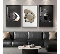 Large Framed Modern Elegant Abstract Wall Art for Living Room, 3 Piece Contemporary Luxury Metal Style Prints Paintings, Minimalist Pictures for Entryway, BeeHome, Home Office Wall Decor 24x36 In