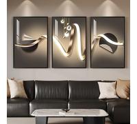 Large Framed Modern Luxury Black and Gold Abstract Wall Art for Living Room, 3 Piece Contemporary Elegant Prints Paintings, Geometric Pictures for Bedroom Entryway Home Office Wall Decor 24x36 In