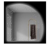 Large Frameless Bathroom Mirror Modern Anti-Fog Illuminated Wall Mirror with Smart Touch Button 60cm Left White Light - Perfect for Contemporary Bathrooms