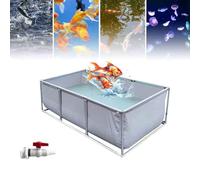 Large Free standing Aquarium for Koi Fish Durable PVC Pond Liner with Steel Frame Ideal Viewing Tank for Koi Culture & Agricultural Irrigation 2x2x0.7m