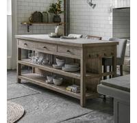 Large Free Standing Pine Kitchen island with Marble top - Vancouver - Caspian House