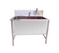 Large Free Standing Utility Sink Laundry Tub Stainless-Steel Single Bowl Heavy Duty Slop Sinks for Washing Room, Basement, Garage Or Shop, Wash Statio(Deep:40cm/15.7in 100X60cm/39.3X23.6in)