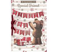 large friend christmas card. traditional xmas design 7 x 10 inches