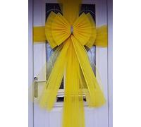 Large Front Christmas Door Bow Decoration - Diy Door Bow Full Wrap Double Layered Festival Celebration - Festive Season House Decoration Outdoor Yellow
