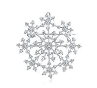 Large Frozen Winter Holiday Party CZ Pave Cubic Zirconia Scarf Christmas Statement Snowflake Brooch Pin For Women Silver Plated Brass