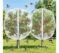 Large Fruit Tree Netting with Zipper & Drawstring, 2 Pack Bird Protection Insect Netting Bags(6FT x 6FT), Garden Fine Mesh Bird Bug Netting Plant Cover for Blueberry Strawberry Cherry Flower Tomato