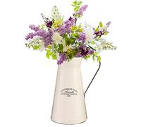 Large Galvanised Metal Flower Jug Vase Cream Finish Pitcher Jug