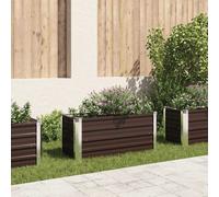 vidaXL Garden Raised Bed Brown 320x80x77 cm Galvanised Steel