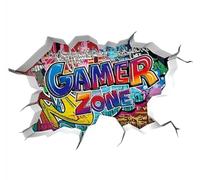 Large Gamer Zone Wall Sticker - 90x60cm 3D Vinyl Decal for Gaming Enthusiasts - Vibrant Multi-Colored Art for Bedrooms, Playrooms - Easy Apply & Remove For Teen Gamers Room Decor, Game Themed Wall Art