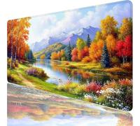 Large Gaming Mouse Mat 27.56 x 15.75 in, Mouse Pad with Stitched Edges, Orange Mouse Mat with Non-Slip Rubber Base and Waterproof Surface, Comfortable River Mouse Pad for Laser/Optical Mice XF-270