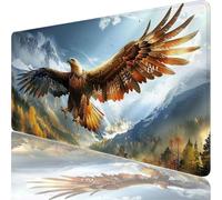 Large Gaming Mouse Mat 31.50 x 11.81 in, Mouse Pad with Stitched Edges, Brown Mouse Mat with Non-Slip Rubber Base and Waterproof Surface, Comfortable Eagle Mouse Pad for Laser/Optical Mice XF-142