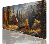 Large Gaming Mouse Mat 39.37 x 19.69 in, Mouse Pad with Stitched Edges, Green Mouse Mat with Non-Slip Rubber Base and Waterproof Surface, Comfortable Cabin Mouse Pad for Laser/Optical Mice XF-92